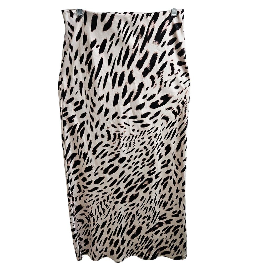Sanctuary Animal Print Maxi Skirt Black White Leopard Satin Cocktail Going Out